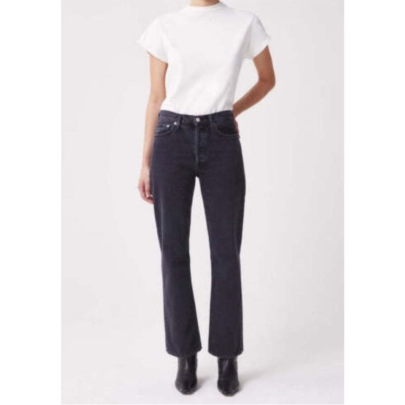 NWT Agolde Mid Rise Relaxed Distressed Boot Cut Bootcut Jeans Percolate Black - Picture 3 of 11